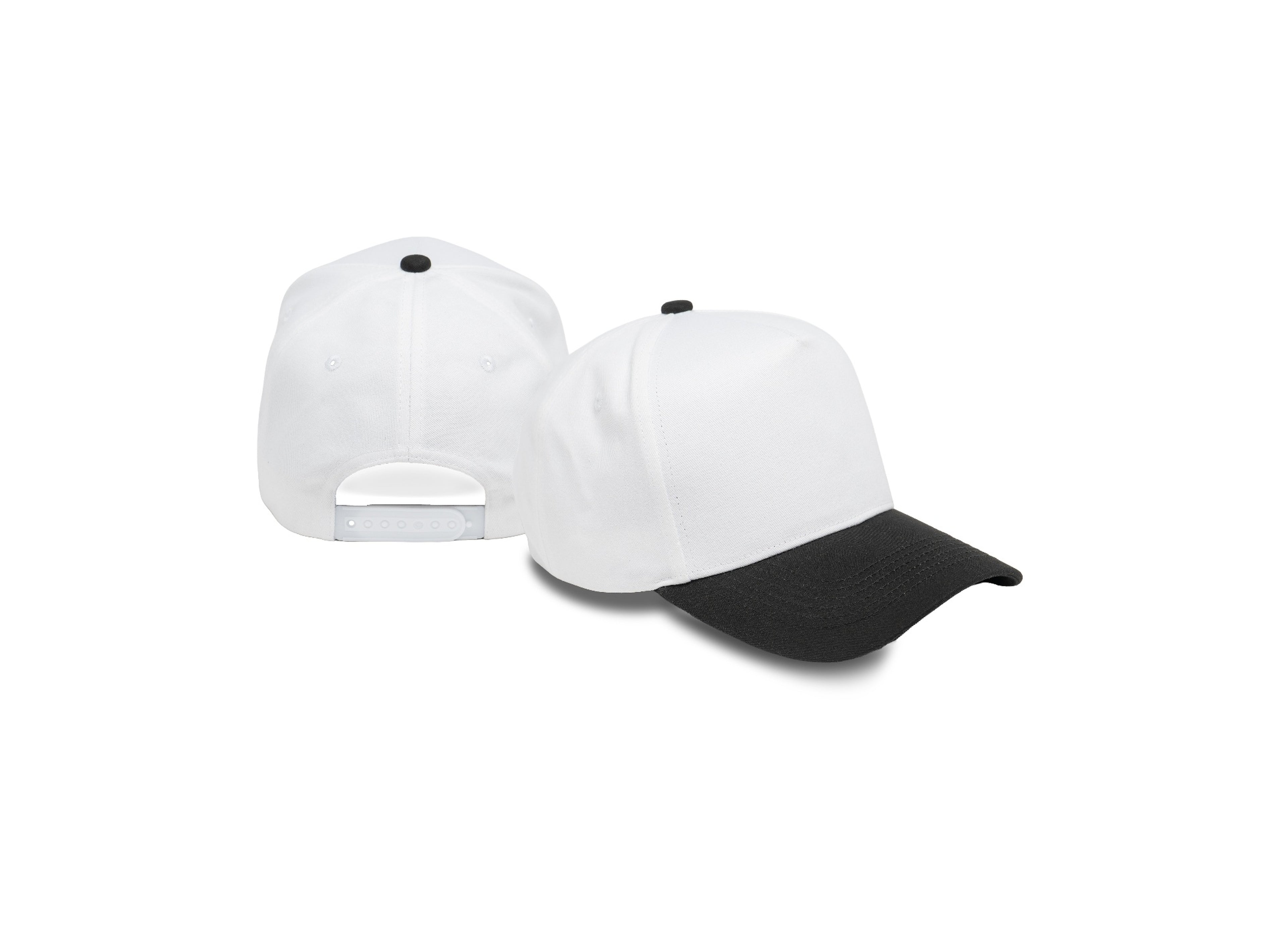 White / Black 5 Panel Mid Profile Baseball Cap